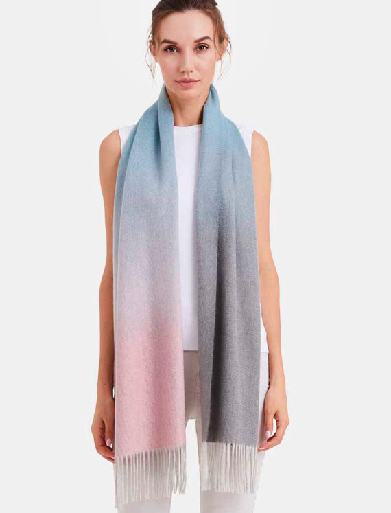 Шарф CASHMERE GRAND OMBRE розовый/голубой/серый