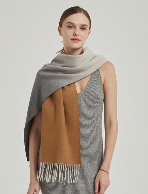 Шарф CASHMERE GRAND OMBRE серый/охра